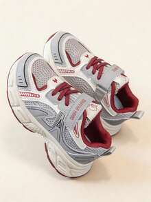 Kids' Sports Shoes With Lace-Up, Hook And Loop, Slip-On Design - Red - View 5