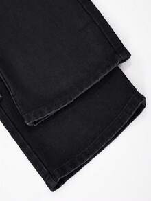 Boys' Fashionable Distressed Relaxed Fit Black Denim Jeans With Pockets - Black - View 4