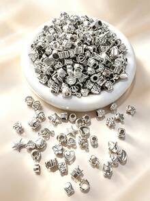 25/50/80/100/150/200/300/500/1000pcs Silver Random Acrylic Beads, For Jewelry Making, Bracelets, Necklaces And Craft Accessories - Silver - View 10