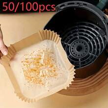 50/100pcs 8-Inch Square Thickened Disposable Air Fryer Liners, Non-Stick Leak-Proof Parchment Paper Pads, Suitable For Air Fryer Basket And Frying Pan, Kitchen Baking Accessories, Practical Gifts For Back To School, Halloween, Birthday And Housewarming - Multicolor - View 13