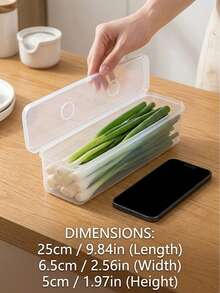 1pc Rectangular Herbal Fresh-Keeping Box, Stackable Refrigerator Vegetable Storage Container With Ventilated Lid, Suitable For Green Onion, Cilantro, Celery, Asparagus And Other Vegetables, Transparent Refrigerator Organizer Box, Suitable For Kitchen Meal Prep - Multiple Colors and Styles - View 3