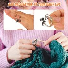 Multi‑Style Animal Figure Crochet Finger Ring Kit, Adjustable Metal Yarn Guide Ring For Knitting Crocheting, DIY Craft Supplies With Storage Case & Stitch Markers - Multicolor - View 3