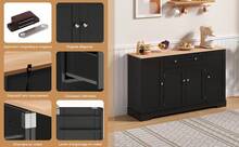 Sideboard Made Of Wood With 3 Drawers With Storage With Drawers Brown For Dining Room And Living Room - Black - View 3