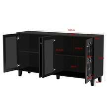 Sideboard Made Of Wood With Storage With Drawers With Doors White For Dining Room And Living Room - 黑色 - 查看 5
