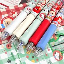 8pcs/Set Red Apple & Puppy Soft Grip Retractable Erasable Gel Pen Set, Compact Portable Design, Built-In Eraser, Exquisite Gel Pens, Blue Ink, Smooth Writing, Back To School, School & Office Supplies, Birthday Gift - Multicolor - View 5