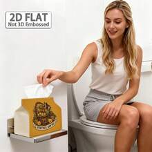 2D Flat 1pc, Tissue Box, Country Woodland Style Tissue Box Multi-Functional Autumn Napkin Dispenser, 2 Sizes Available, Durable Polyester Material, Decorated With Willow Basket And Pumpkin, Suitable For Autumn Harvest Theme Home Decor, Halloween - Multicolor - View 5