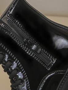 Girls' Heart Sequin Boots, PU Side Zipper Non-Slip Thick Sole Children's Ankle Boots, Suitable For Party, School, Daily Wear - Black - View 7
