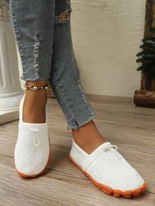 Women's Fabric Sock Sneakers Mesh Elastic Casual Shoes Lightweight Thick Sole Slip-On Running Shoes - White - View 5