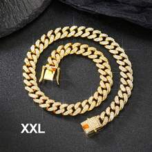 Rhinestone Gold Dog Collar, Hip Hop Style Gold Dog Necklace, Big Gold Chain Cat Collar, Full Rhinestone Fashion Pet Collar - Gold - View 10