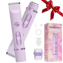 Aparador Elétrico Multifuncional Feminino de Dupla Cabeça, Aparador de Maiô Bikini, Uso Úmido & Seco, À Prova d'Água IPX7, Lâmina Elétrica com Visor de Bateria LED, Adequado para Área do Maiô Bikini/Axilas/Pernas/Braços/Rosto, Presente de Beleza/Presente do Dia dos Namorados, Aparador de Maiô Bikini, Aparador Elétrico - Multicolorido - Visão 15