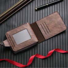 1pc Men's Fashion Tree Pattern Zipper PU Credit Card Holder, Small Zipper Coin Purse With Zipper Button Closure, Business Wallet, Ideal Gift For Men - Multicolor - View 7