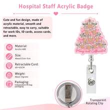 1pc Christmas Santa Claus Coffee & Pink Sauce Retractable Badge Holder Clip, Suitable For ID Cards, Doctor Badges, Nurse Badges, Teacher Name Tags And More - Multicolor - View 3
