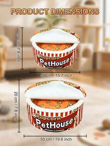 1pc Cute Cat Bed, Suitable For Indoor Cats/Dogs, Washable Pet House, Warm Pet Cave Bed, 100% Polyester Fabric, Suitable For Rabbits, Puppies, Cats And Small Animals Adult Cats, Japanese Ramen Design, Red And Yellow Color - Red - View 10