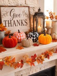 Set 5 Buah Buatan Campuran, Dirancang untuk Hari Thanksgiving, Musim Panen, Halloween, Dekorasi Rumah Musim Gugur, Kombinasi Berbagai Bahan Kain Kotak-kotak, Gaya Pedesaan Amerika Klasik, Dekorasi Suasana Musim Gugur Serbaguna untuk Meja, Keranjang Bunga, Pajangan Jendela, Meja Makan, Bebas Perawatan dan Dapat Digunakan Kembali - beraneka warna - View 7