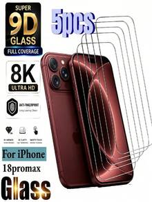 5 Packs 8K Ultra HD Tempered Glass Screen Protection Compatible With IPhone 18 Pro Max/18 Pro/17 Air/16 Pro Max/16e/17/16/15/14/13/12/11/Plus/Mini/XS Max/X/XS/XR/7/8/SE Dynamic Island Compatible 9H Hardness Upgrade Edge Protection - Clear - View 7