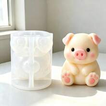Cute Pig Silicone Mold, Candle Aromatherapy Soap Making Tool, Gypsum Resin Filling Ornament Making Mold, 3D Pig - A - View 6