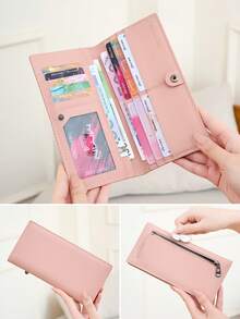 FOREVER MIYIN Women RFID Blocking Long Snap Wallet, Large Capacity Multi‑Card Slots Purse With ID Window, Back Zipper Coin Pocket, Oil‑Wax & Litchi Grain Daily Use - Multicolor - View 18