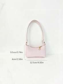 1pc Minimalist Mini Solid Color Handbag For Girls, Zipper Closure Coin & Key Storage Pouch, Casual Versatile Shoulder Underarm Bag, Lightweight Commuter Hand-Carry Bag, Suitable For Daily Use - A - View 2