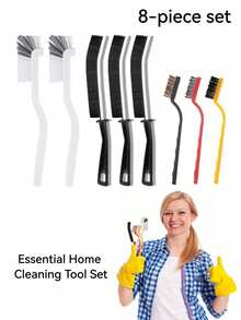 8/5/3pcs Gap Cleaning Brush Set, Kitchen And Bathroom Cleaning Tool Kit, Suitable For Stove, Range Hood And Dirt Removal. Perfect For Cleaning Bathroom Gaps, Sink Gaps, Window Tracks, Tiles And Faucets And Other Small Spaces. - Multicolor - View 2