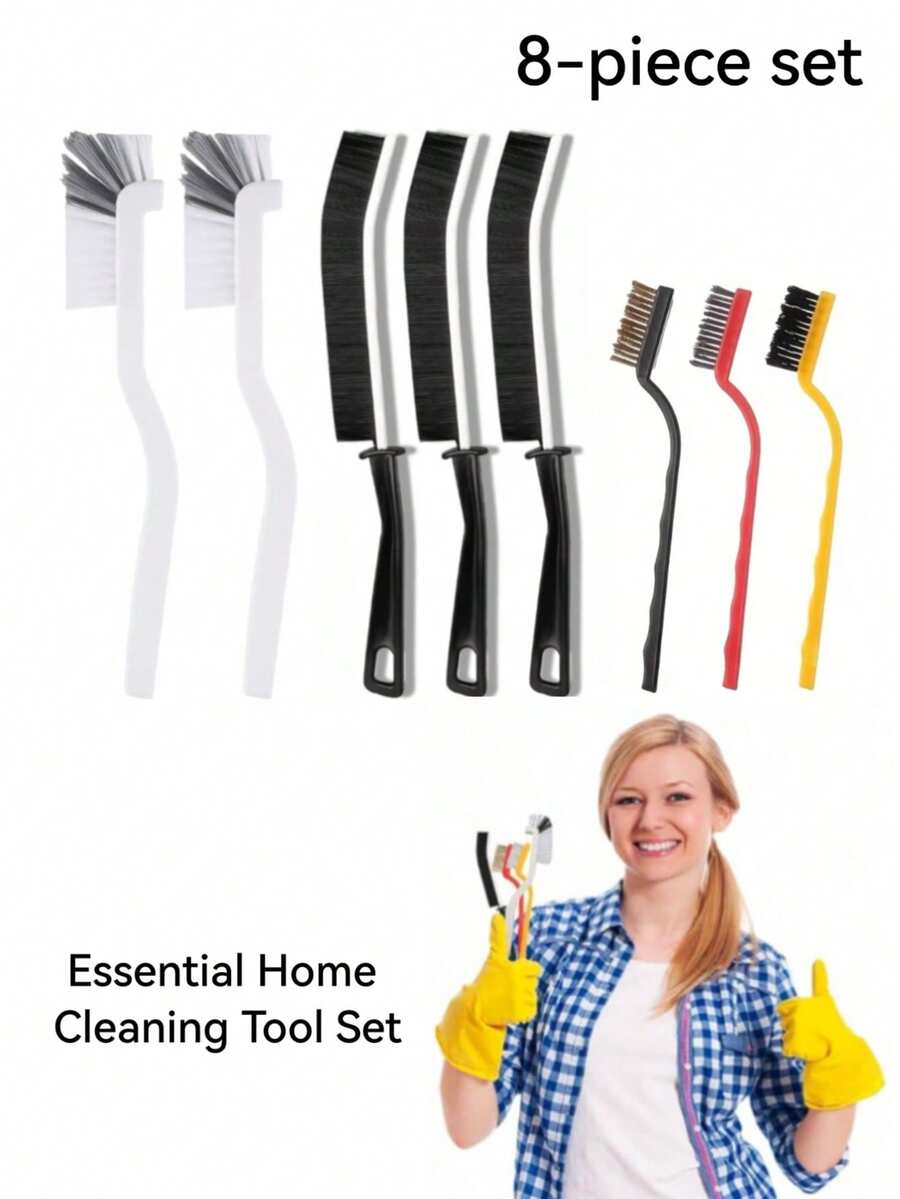 8/5/3pcs Gap Cleaning Brush Set, Kitchen And Bathroom Cleaning Tool Kit, Suitable For Stove, Range Hood And Dirt Removal. Perfect For Cleaning Bathroom Gaps, Sink Gaps, Window Tracks, Tiles And Faucets And Other Small Spaces.