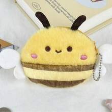 Soft Plush Bee Toy Mini Wallet, Cute Zipper Coin Purse, Portable Earbud Storage Case, Decorative Backpack Charm, Daily Small Item Organizer - Multicolor - View 6