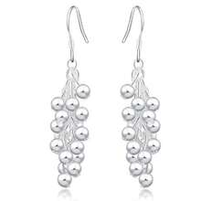 Hot 925 Sterling Silver Plated Creative Grape Beads Drop Earrings For Woman Fashion Birthday Party Fine Gifts Elegant Noble Jewelry - Silver - View 4
