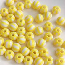 60pcs 8mm Multicolor Two‑Tone Striped Round Acrylic Stringing Beads, Color Block Loose Beads For DIY Bracelet, Keychain, Phone Charm Handmade Jewelry Supplies - Multicolor - View 16