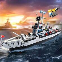 Ocean Vessel Building Blocks Set 300+Pcs Naval Ship Model With Helicopter DIY Warship Building Kit STEM Toy Gift For Him - Multicolor - View 2