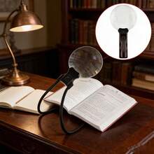 2-In-1 Adjustable Hands-Free Magnifying Glass, 5x 5.12 Inches, Supports Handheld/Neck Worn/Desktop Mode Switching, Equipped With Independent High Magnification Small Round Mirror, Suitable For Reading, Sewing And Handmade Production, Home Decoration - A - View 3