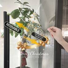 1pc 45*60cm Gold Christmas Tree Static Window Sticker, Merry Christmas, Happy New Year Static Glass Decal, Reusable, Removable Door Window Display Decoration Sticker - KJ-50 - View 4