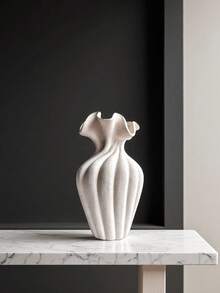 An Exquisite Vase, 20 Cm Tall, Compact Size, Suitable For Desktop Display, Suitable For Both Dried Flowers And Fresh Flowers, With A Rough Matte Surface Design, Stylish And Novel Shape, In A Modern Style - Beige - View 11