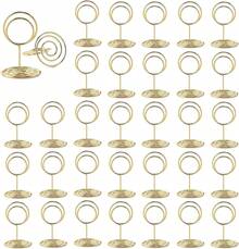 30-Piece Set Round Gold Table Card Holders With Metal Clip, Menu Card Holder, Note Holder, Picture Holder, Table Stand For Wedding, Banquet, And Party - 30pcs - View 6