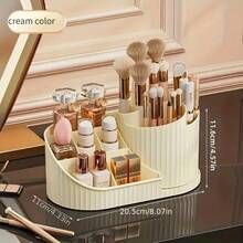 Mini 360° Rotating Cosmetic Storage Box And Desktop Pen Holder Stationery, Available In White, Pink And Cream, Plastic Cosmetic Storage Rack, Multi-Functional Holder For Brushes, Lipsticks, Skincare Products And Stationery - Durable, Odorless, Desktop Friendly, Space-Saving Cosmetic Storage With Elegant Design - View 7