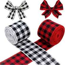 1pc Wired Plaid Ribbon 5CM Wide Christmas Decorative Ribbon Japanese Style Satin Ribbon Christmas Decoration DIY Handmade Wreath Decorative Ribbon - A - View 3