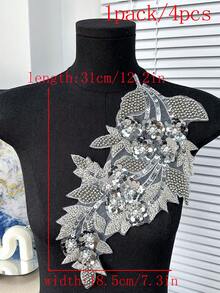 20pcs/Pack, Assorted Colors, New 3D Computer Embroidered Crystal Rhinestone Applique Patches, For Clothing Decoration, DIY Wedding Dress Accessories, Sewing Embroidery Crafts - A - View 35