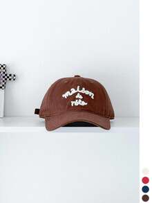 1pc Letter Embroidered Baseball Cap, Women Wide Brim Face-Flattering Casual Versatile Sun Protection Peaked Hat - Multicolor - View 17