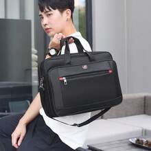 1pc Men's Business Travel Bag, Vintage Crossbody Handbag Design, Large Capacity Shoulder Bag, Zipper Closure Adjustable, Commute Shopping Daily Multi-Functional - Black - View 7