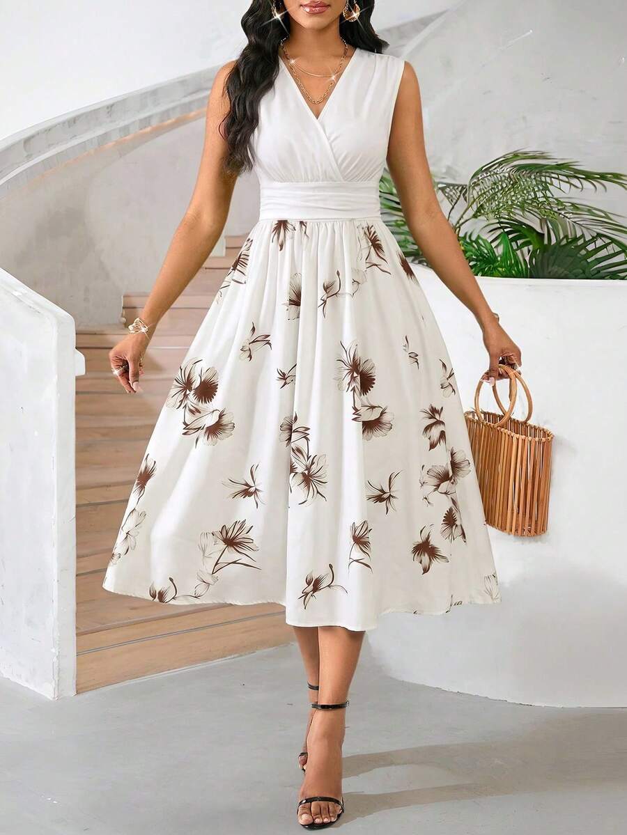 Lady Vestido veraniego sin mangas de mediana longitud para mujer, de tela tejida con textura en color verde - Multicolor 3 - Ver 1