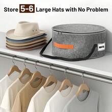 1PC Felt Hat Box - Round Travel Storage Box, Suitable For Hats, Clothes, And Plush Toys, Durable Handheld Organizer With Handle, Suitable For Men And Women, Portable Home And Travel Storage Solution, Hat Storage Organizer, Sturdy Handle Design - View 4