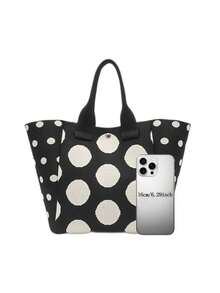 Classic Color-Block Polka Dot Casual Versatile Artistic Bucket Bag, Multi-Functional Daily Commute Handbag, Suitable For Niche Shopping And Dating - Black - View 5