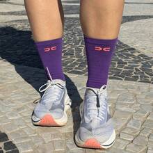 Adult Polyamide Running Socks With 3D Cuff, Breathable, Thermal Comfort, High Performance, Spinning, Cycling - Morado - Ver 9