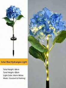 1pc[Solar Powered Single Head 20cm Large Hydrangea Flower Light]LED Outdoor Waterproof Artificial Flower Light, Solar Garden Light Outdoor Decoration For Yard, Suitable For Garden, Pathway, Backyard, Lawn Stake Lighting, Easy To Install, Large Battery, Solar Garden Light - Single-head Large Hydrangea - View 14