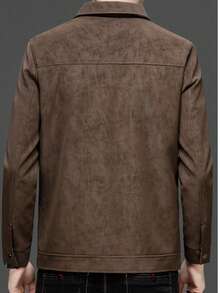 Men's Autumn/Winter New Fashion Casual Daily Versatile Solid Color Turn-Down Collar Jacket - Brown - View 4