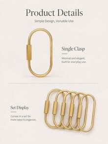 Gold Textured Lock Key Chain, Minimalist Gold Key Chain Clip, Unisex Carabiner Key Ring, Suitable For Backpack, Car, School, Gothic Y2K Style - Multicolor - View 9