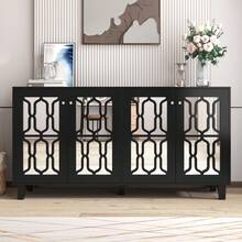 Sideboard Made Of Wood With Storage With Drawers With Doors White For Dining Room And Living Room - 黑色 - 查看 10