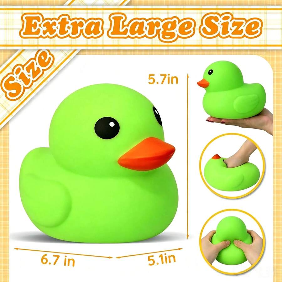1 pièce Jouet anti-stress canard vert extra large, doux et moelleux, parfait pour les fêtes, les cadeaux d'anniversaire, Halloween, Thanksgiving, Noël, la fête du travail, la rentrée scolaire, les cadeaux de fête, squish croustillant, squish beurre croustillant, à presser, balle slushy, jouet anti-stress moelleux, squish dumpling, Toys Army, fournitures scolaires