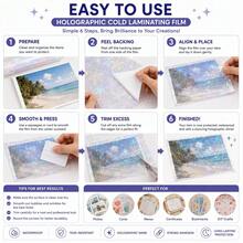 5/10/20/50 Sheets A4 Size 8.3x11.7 Inch Holographic Sticker Paper - Cold Laminate PVC Self-Adhesive Film, Cracked Glass Effect, Suitable For Crafts, Scrapbooking, Gift Wrapping And Party Decoration, Scrapbooking Supplies | Decorative Overlay | Rainbow Color - Snowflake - View 5