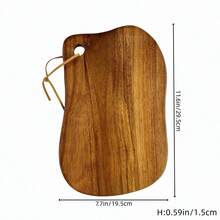 Wooden Cutting Board, Household Kitchen Chopping Board, Deep Groove Design, Double-Sided Wooden Serving Tray, Leather Hanging Strap, Home Kitchen Essential, Suitable For Cutting Meat, Fruit, Vegetables, Cheese, Breakfast, Dinner, Party Decorative Platter - Khaki - View 8