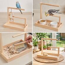 1pc Wooden Parrot Perch, Reduces Destructive Chewing And Boredom Behaviors, Suitable For Resting, Chewing And Feeding, Perfectly Meets Daily Bird Cage Activity Needs, Multi-Functional Exercise And Play Perch - A - View 6