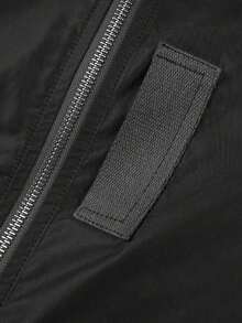 Men's Orange Lining Flight Jacket, Multi-Pocket With Arm Pocket Zipper Ribbed Collar Fashion Casual Outerwear, Suitable For Spring And Autumn Wear - Black - View 8